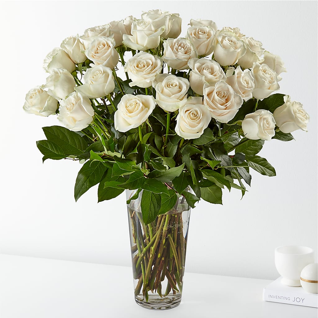 Long Stem White Rose Bouquet – De Santis Florist Inc, Columbus OH