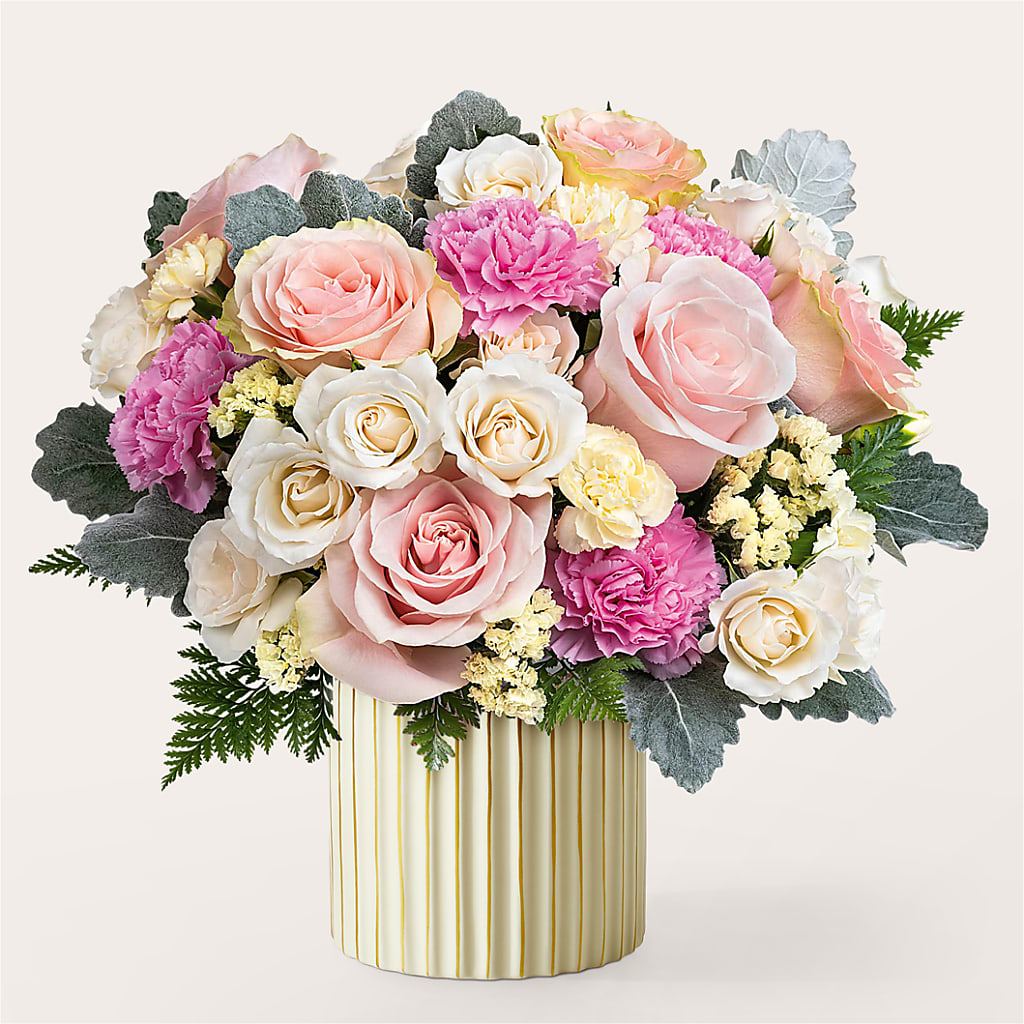 Blissful Moments Bouquet with Ivory Vase – De Santis Florist Inc, Columbus OH