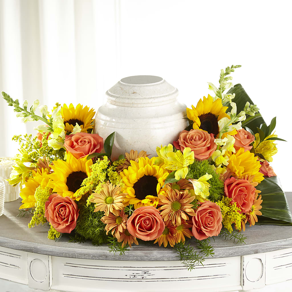 Faithful Sunflower Cremation Adornment – De Santis Florist Inc, Columbus OH