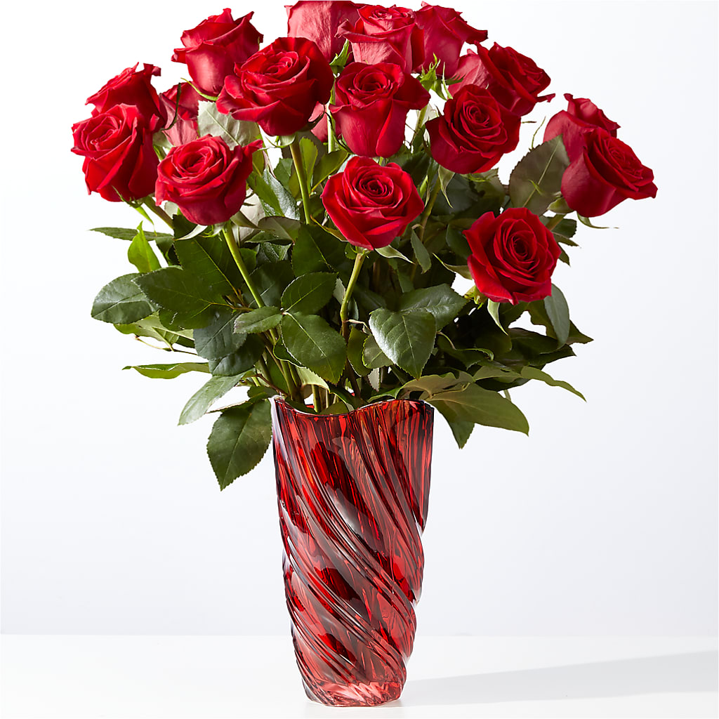 Classic Love Red Rose Bouquet with Luxe Swirl Vase – De Santis Florist Inc, Columbus OH