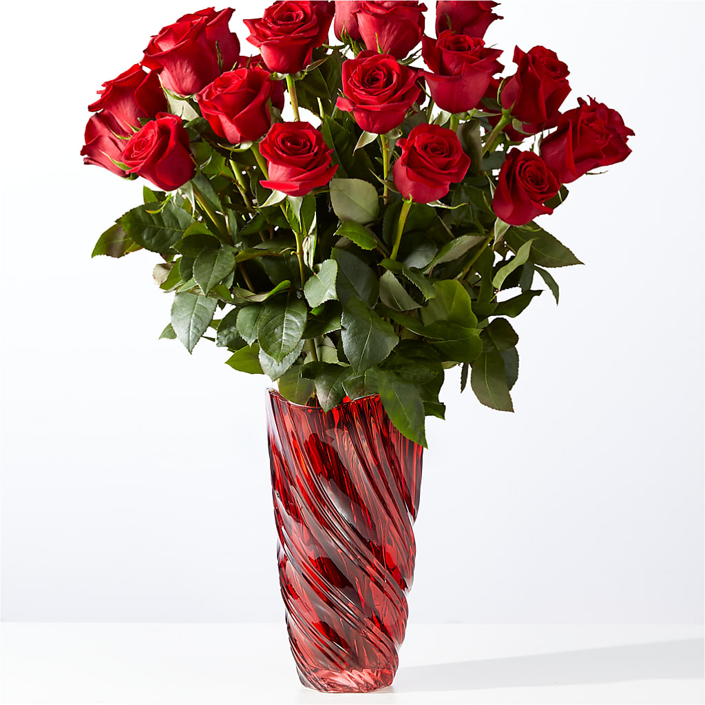 Classic Love Red Rose Bouquet with Luxe Swirl Vase – De Santis Florist Inc, Columbus OH