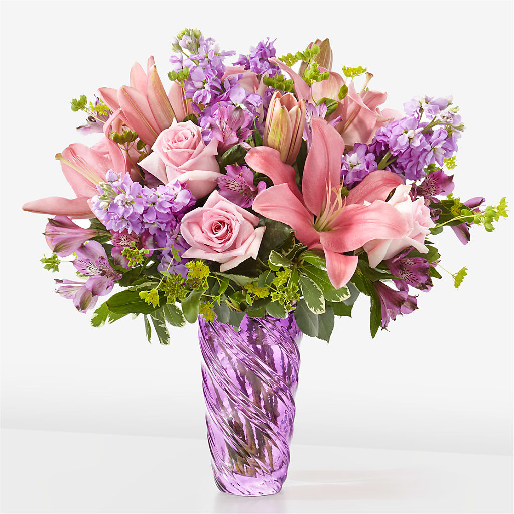 Precious Petals Bouquet with Luxe Swirl Vase – De Santis Florist Inc, Columbus OH