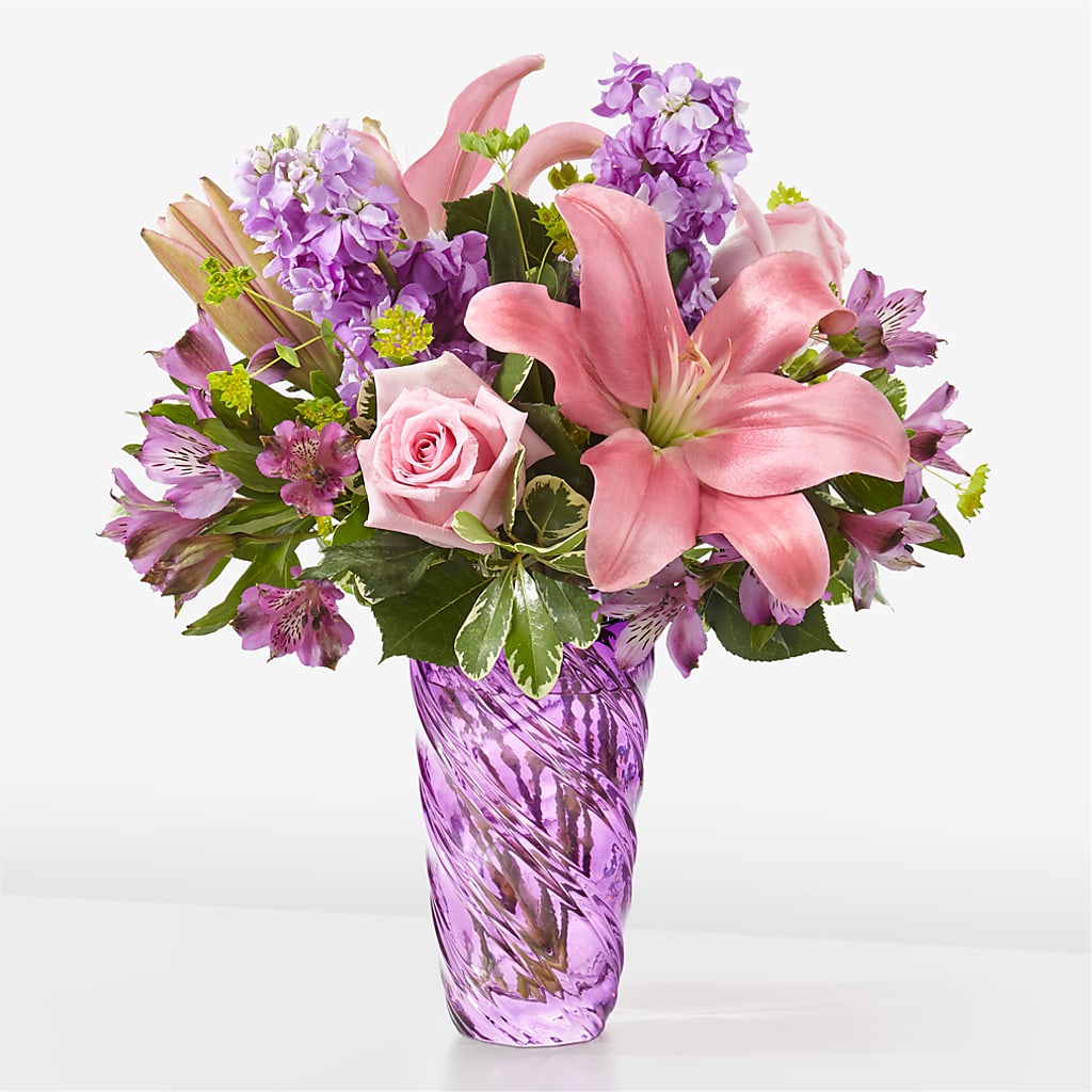 Precious Petals Bouquet with Luxe Swirl Vase – De Santis Florist Inc, Columbus OH