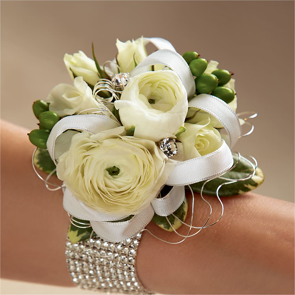 White Wedding Corsage – De Santis Florist Inc, Columbus OH