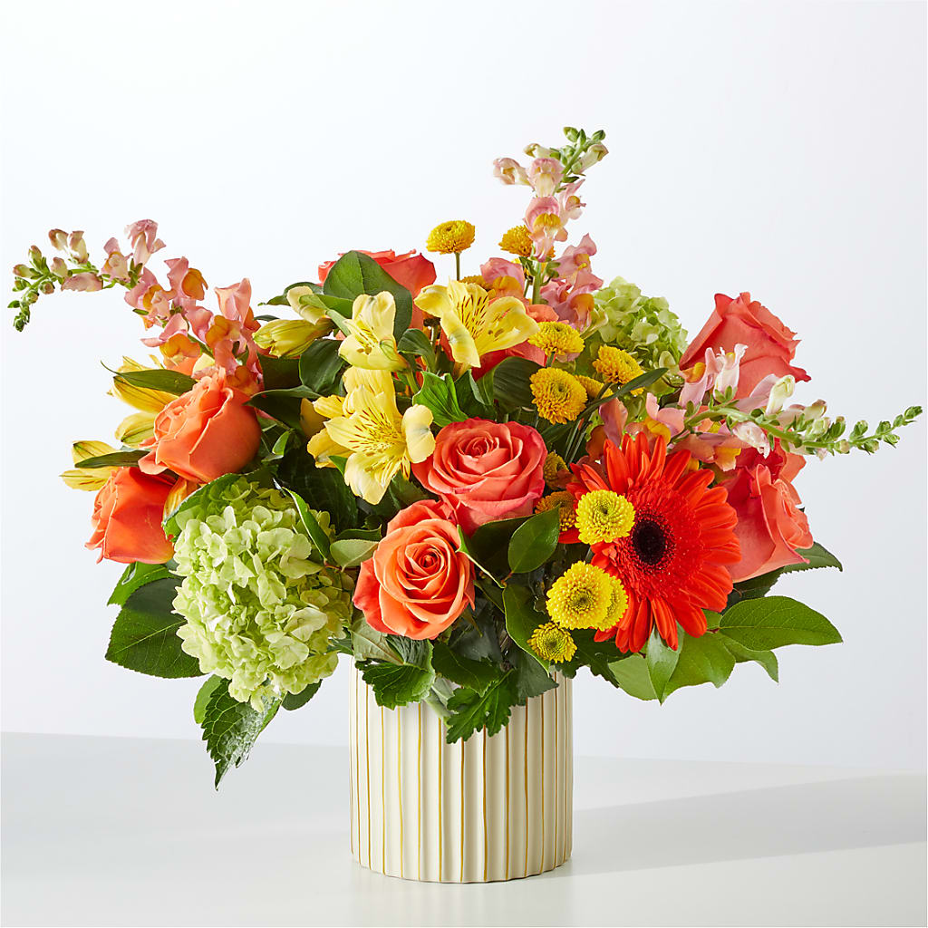 Autumn Sunshine Bouquet with Ivory Vase –  De Santis Florist Inc, Columbus OH