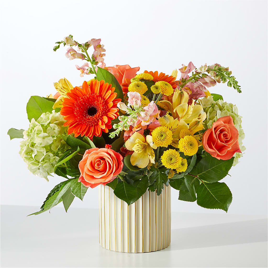 Autumn Sunshine Bouquet with Ivory Vase –  De Santis Florist Inc, Columbus OH