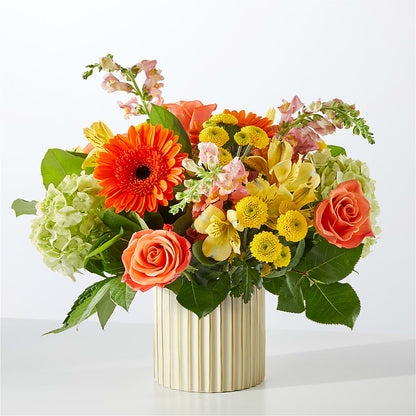 Autumn Sunshine Bouquet with Ivory Vase –  De Santis Florist Inc, Columbus OH