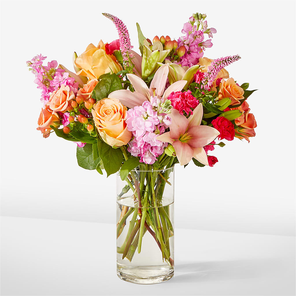 Bisous Bouquet – orange, peach, pink flower arrangement | Columbus
