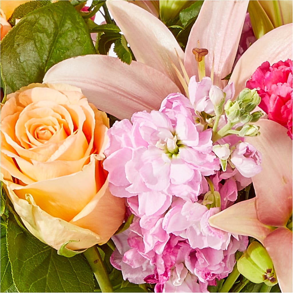 Bisous Bouquet – orange, peach, pink flower arrangement | Columbus