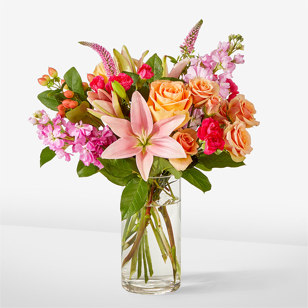 Bisous Bouquet – orange, peach, pink flower arrangement | Columbus